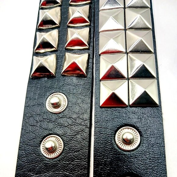 Gothic Double Row Square Studded Vegan Leather Bracelet Lot Of 2 New - Picture 8 of 9